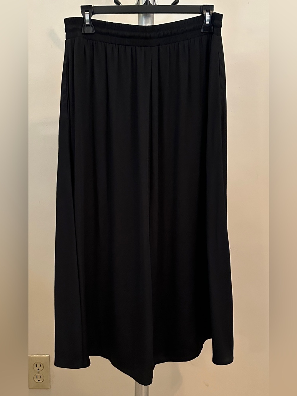LOFT Black Wide-Leg Skirt with Drawstring & front slit. - Picture 2 of 2